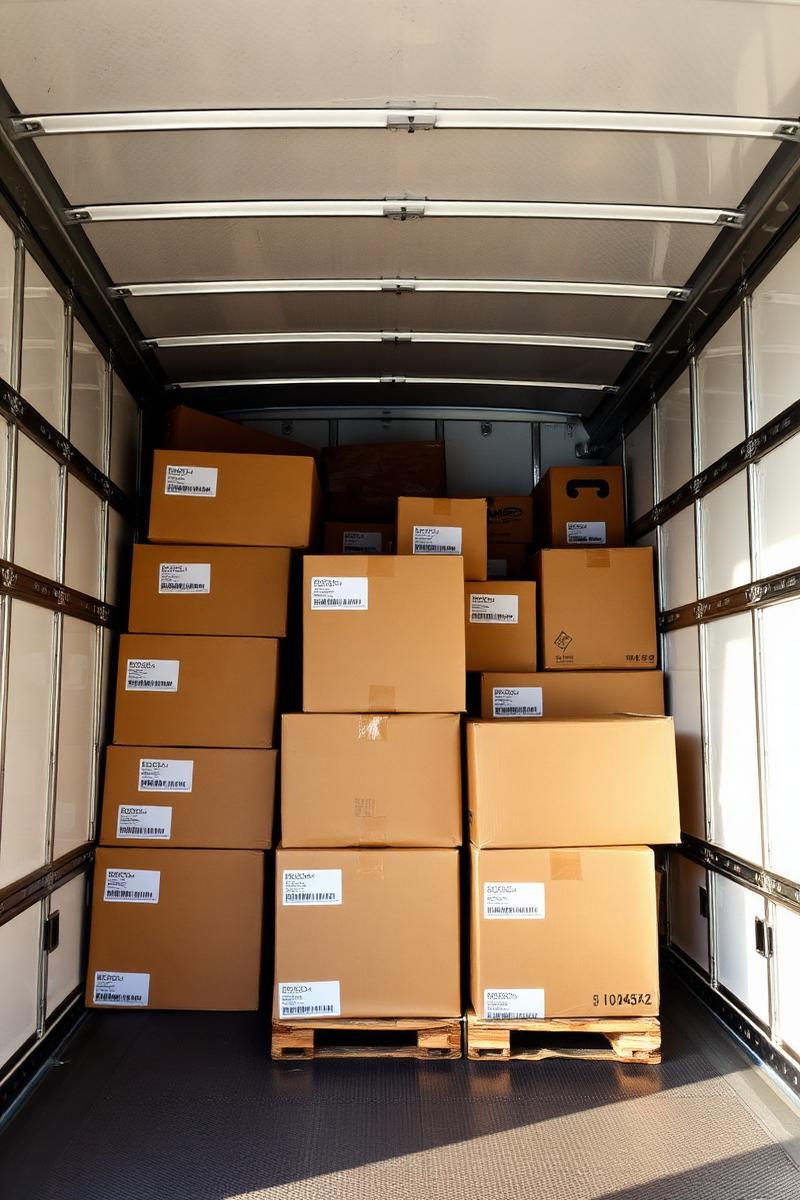 Organized boxes in truck
